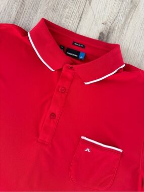 J.Lindeberg Red Polo with White Piping